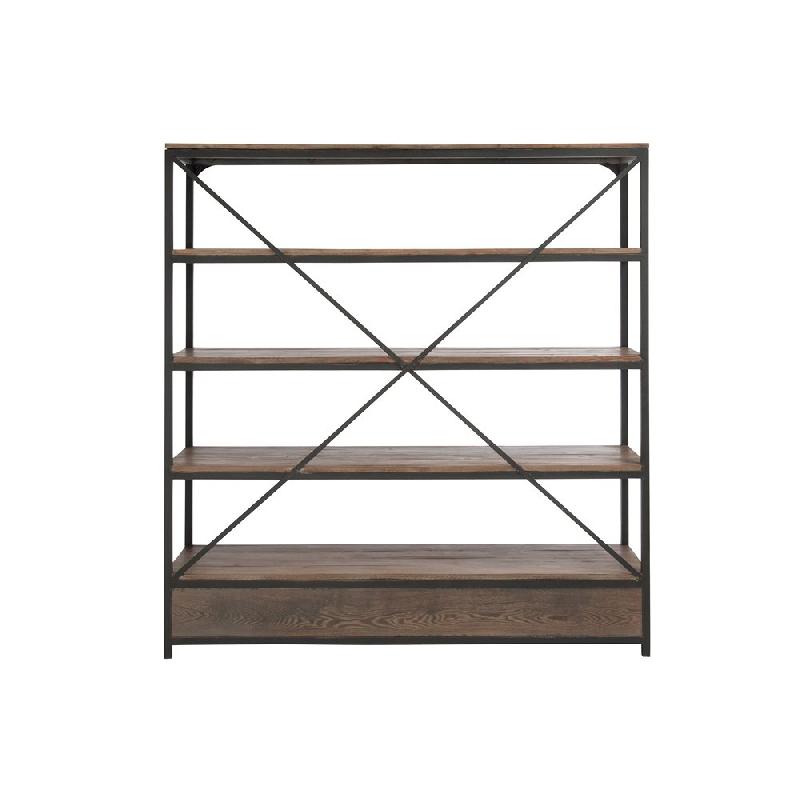 Étagère 2 tiroirs Bapita - métal noir et bois naturel - 3 étagères - 180x190x45,5 cm_4