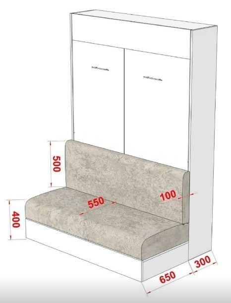 Armoire lit escamotable Dynamo Sofa - Canapé intégré blanc mat et microfibre gris - Couchage 140 x 200 cm_4