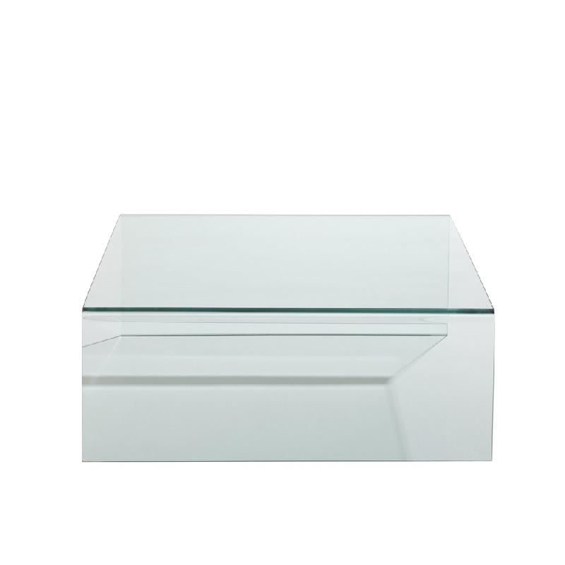 Table basse carrée Mainty en verre trempé transparent - design moderne - 100x100x37 cm - capacité 50 kg_4