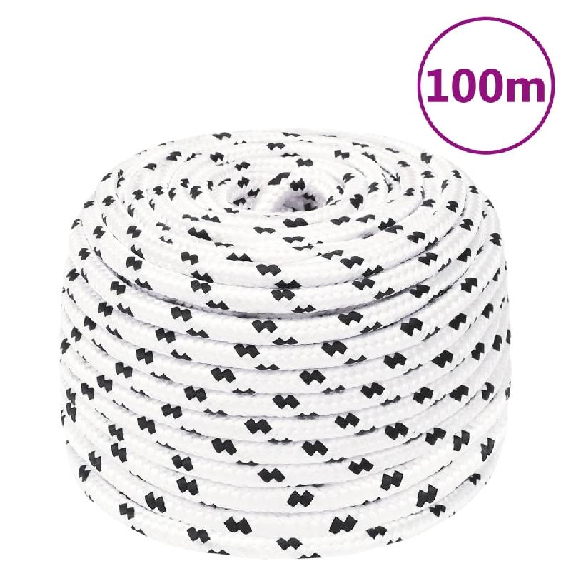 Vidaxl corde de bateau tressé blanc 8 mmx100 m polyester 152768_4