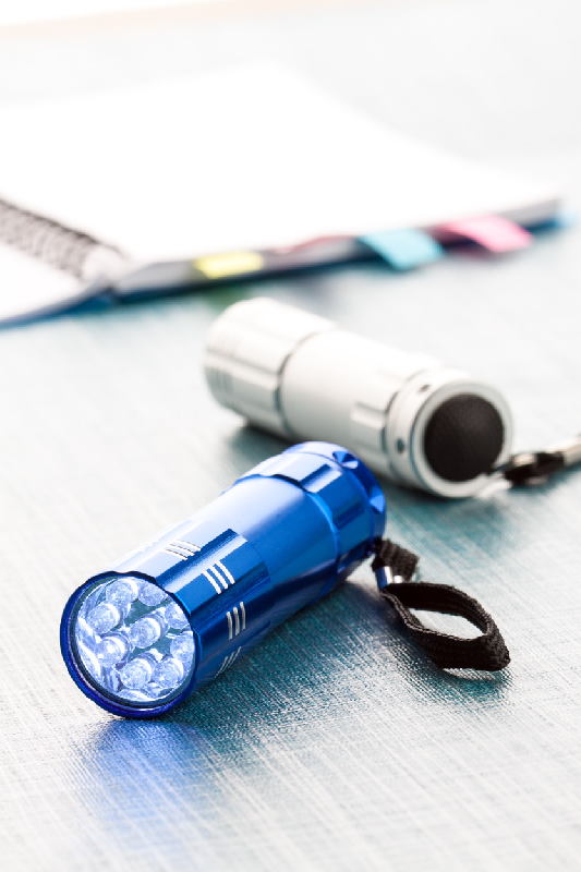 Lampe torche en aluminium - 9 LED - poignée cordelette - livrée avec 3 piles AAA - couleur bleue_4
