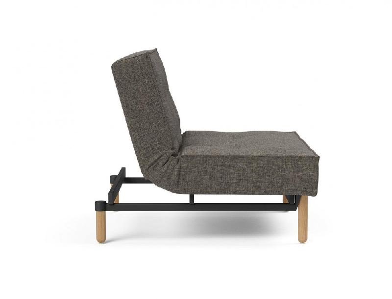 Innovation Living - Fauteuil-lit convertible Splitback Stem 90x115 cm - Pieds obus chêne naturel - Tissu Flashtex Dark Grey_4