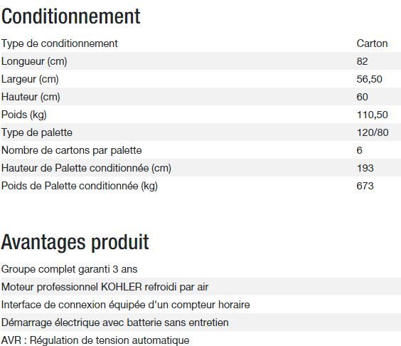 Technic 7500 TE AVR groupe électrogène - Kohler - 6,50 kW - 8,10 kVA - 400 V - 50 Hz_4