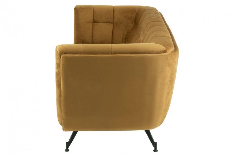 Canapé lounge Marianah ocre - style contemporain en velours capitonné - L207 x H78 x P82 cm_4