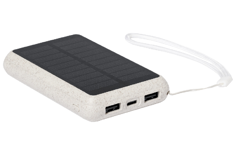 Power bank écologique en paille de blé - chargeur solaire intégré - charge rapide 15W - batterie 5000 mAh_4