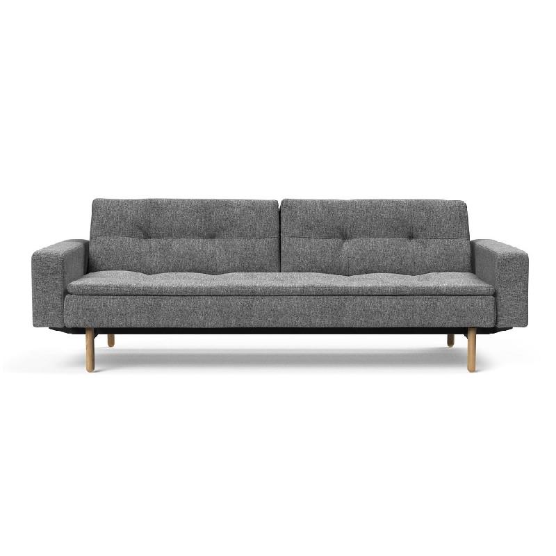 Canapé design Dublexo Stem avec accoudoirs - convertible lit 115x210 cm - pieds chêne - tissu Twist Charcoal_4
