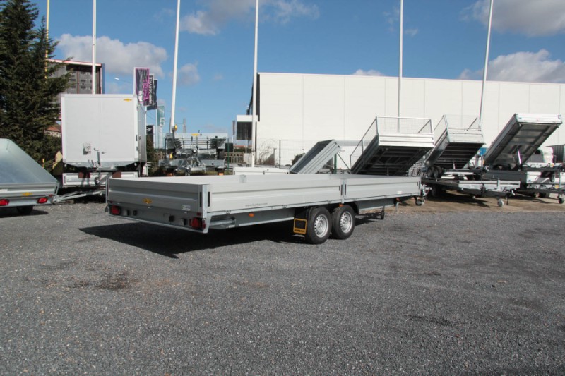 Remorque plateau Humbaur HN 356225 GR - 2 essieux, roues surbaissées, ridelles alu_4