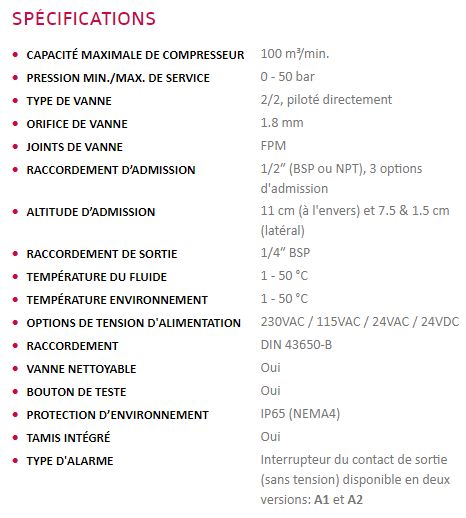 KAPTIV-CS-HP-S - Purgeurs capacitifs à détection de niveau - Acier inoxydable - JORC Industrial - Capacité 100 m³/min - Applications jusqu'à 50 bar_4