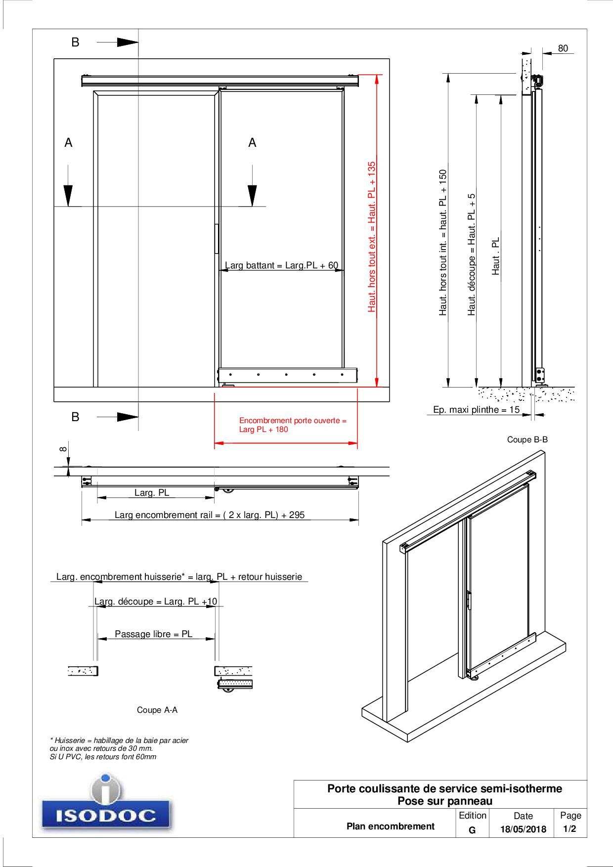 Porte isotherme avec joint à lèvre sur trois côtés