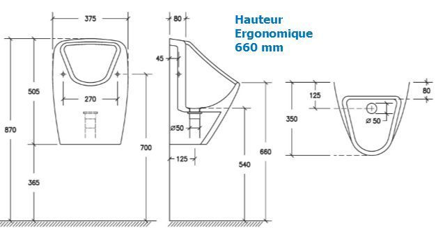 Urinoir mural sans eau en céramique - use 8000_4