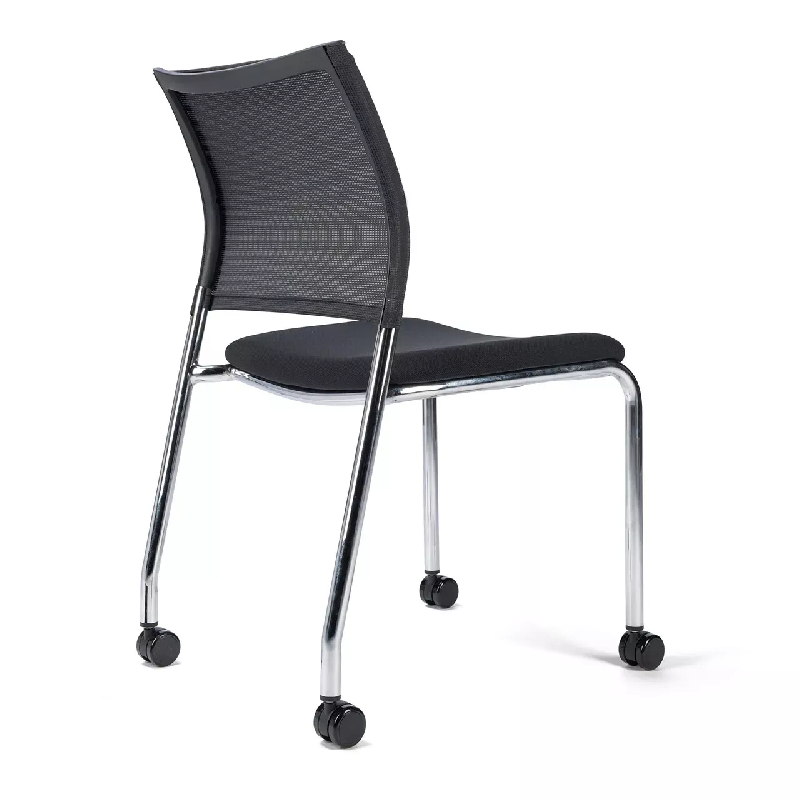 Chaise empilable sur patins ou roulettes So Trévise - Z65, Roulettes, Tissu_4