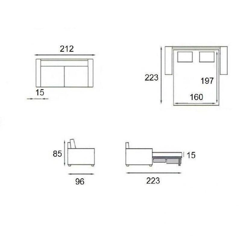 Canapé convertible 3-4 places SELECT - matelas 16 cm - sommier à lattes 160 cm - RENATONISI - mousse polyuréthane blanc cassé_4