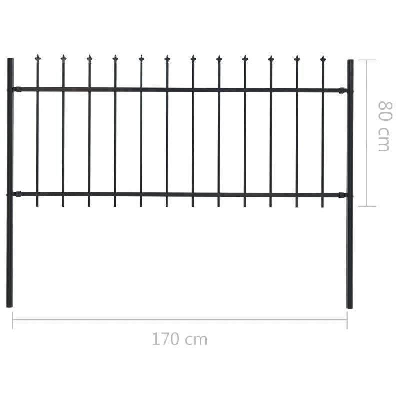 Vidaxl clôture de jardin avec dessus en lance acier 1,7 x 0,8 m noir 144924_4