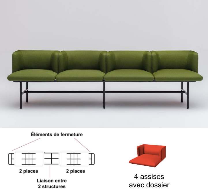 Ahora - Système flexible pour accueil et espaces d'attente avec coussins, tablettes et étagères_4