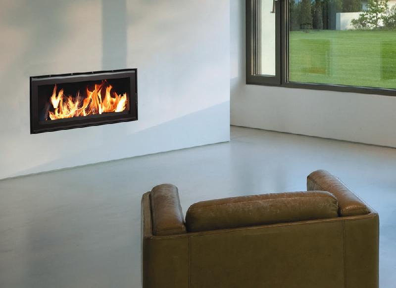 Pack insert large vision C-1000 - 14kW - kit ventilation inclus - cadre 4 côtés verre - double combustion_4