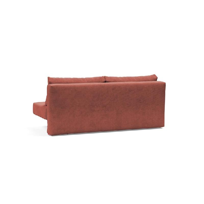 Canapé design Achillas multifonction convertible lit 155x200 cm - pieds métal noir - tissu Cordufine Rust_4