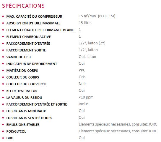 Puro-CT 15 - Séparateurs huile/eau - Jorc Industrial - capacité max compresseur 15 m3/min_4