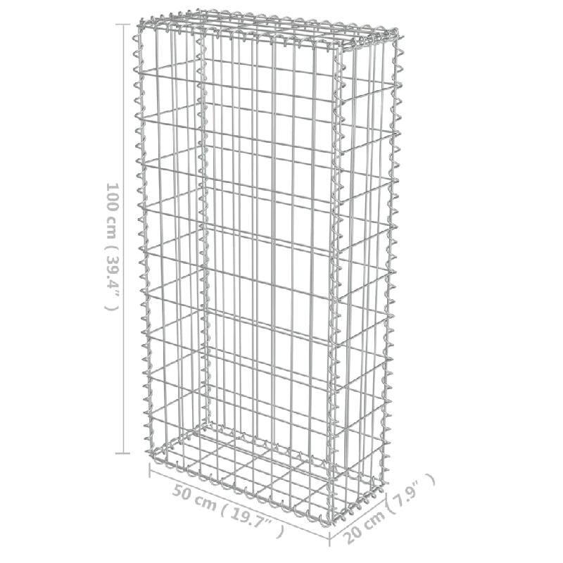 Vidaxl mur en gabion avec couvercles acier galvanisé 50 x 20 x 100 cm 143576_4