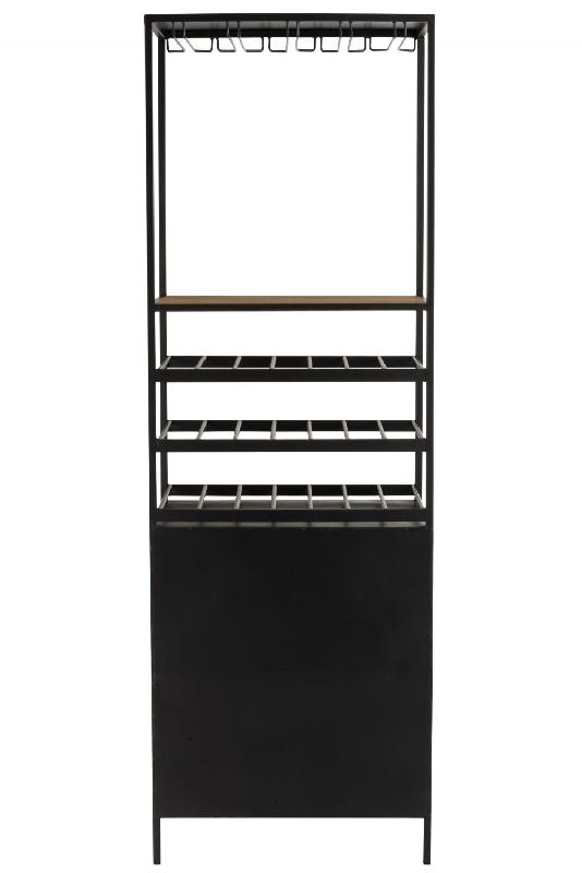 Armoire bouteilles et verres 2 portes FAKY - métal noir et bois naturel - design industriel - L60 x H180 x P42,5 cm_4