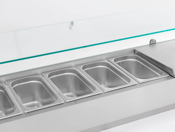 Saladette réfrigérée à poser 7 bacs gn 1/4 - vitrine à ingrédients de 150 cm_4