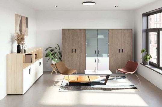 Armoire de rangement en bois - bureau - portes battantes - différentes tailles et finitions_4