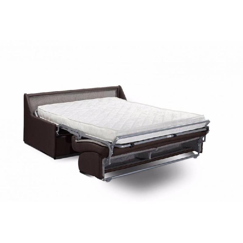 Canapé convertible LONGCHAMP - Matelas Memory 20 cm - Ouverture Express - Lattes 120 cm - Microfibre marron_4