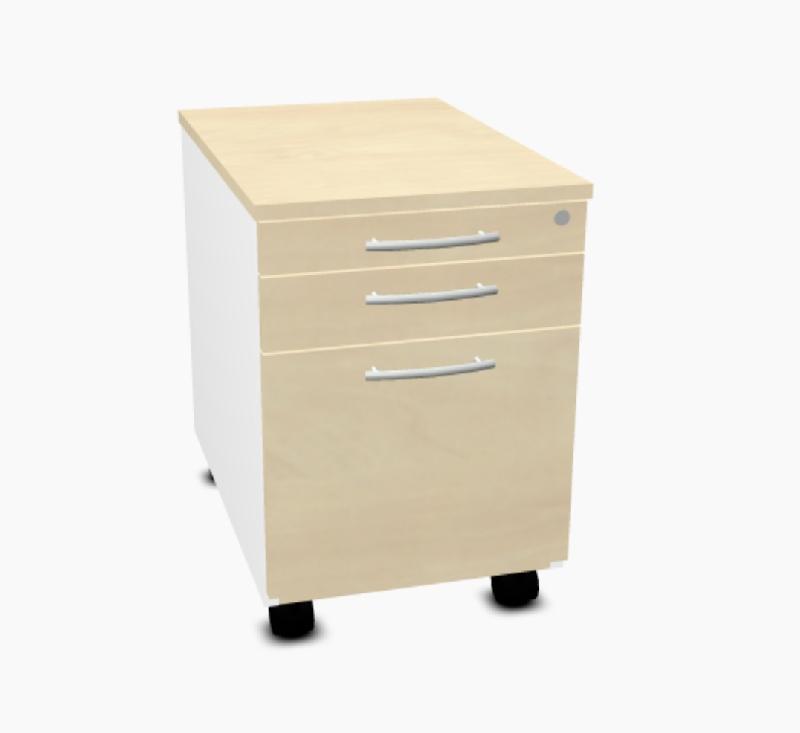 Caisson mobile pour dossiers suspendus - MDD - 3 tiroirs, Bouleau clair_4