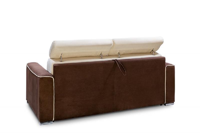 Canapé convertible express Canberra 140cm - Matelas 16cm - Microfibre crème et marron - Design italien_4