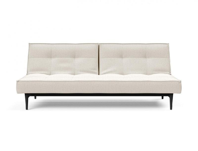 Innovation Living - Canapé-lit Splitback Styletto 115x210 cm - Pieds chêne noir - Tissu bouclé Off White_4