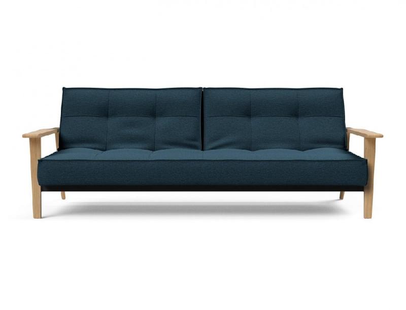 Canapé-lit design SPLITBACK FREJ - convertible 115x210 cm - accoudoirs en bois - tissu Argus Navy Blue - Innovation Living_4