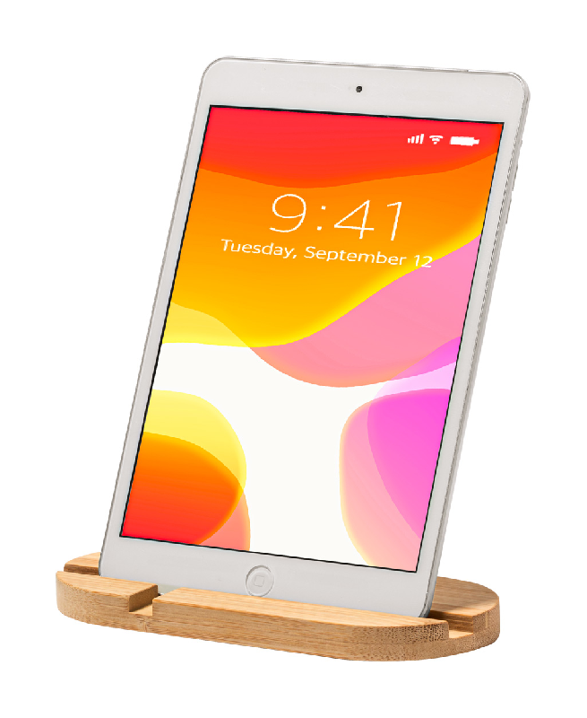 Support de bureau en bambou pour mobile et tablette - couleur naturelle - 88g_4