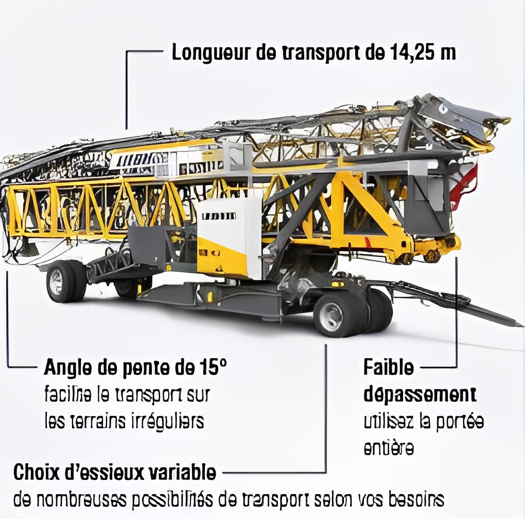 Grue Liebherr 65 K.1 avec position de flèche relevée à 30°