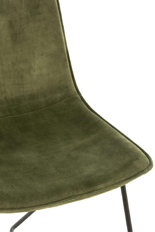 Chaise RATRI en velours vert olive - Piétement en métal noir - Style industriel - Dimensions L64 x H89 x P47 cm_4