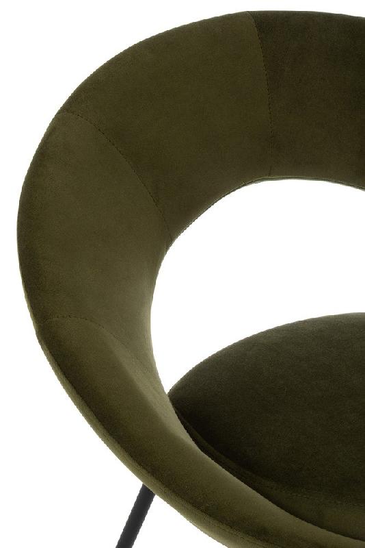 Chaise ronde TROE avec trou - Vert - Siège confortable avec accoudoirs - Piètement en métal noir_4