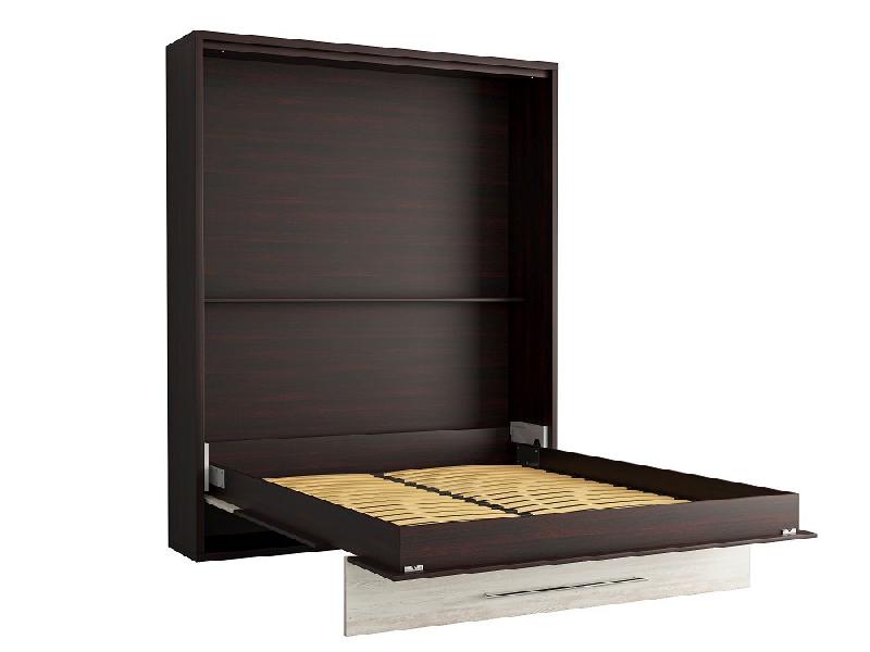 Armoire lit escamotable Mykonos Wengué / Pin - Couchage 160x200 cm - Ouverture assistée et design bi-ton_4