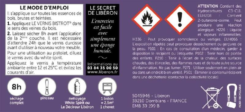 Vernis meuble et objet Bistrot® LIBERON - incolore brillant - 0.25L - protection bois résistante aux taches et rayures_4