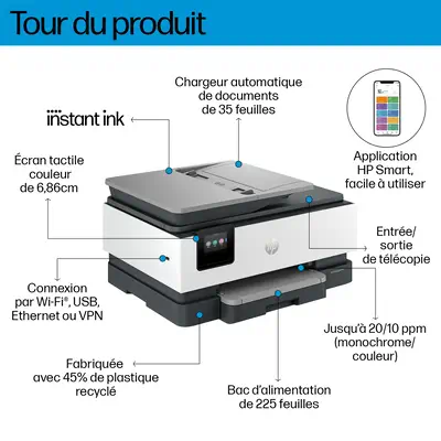 OfficeJet Pro 8132e Sans fil All-in-One Couleur Imprimante, Instant Ink; Impression recto-verso_4
