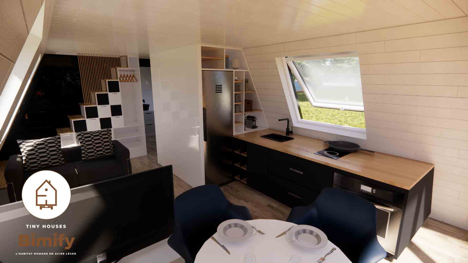 Tiny A avec toiture et habillage personnalisables