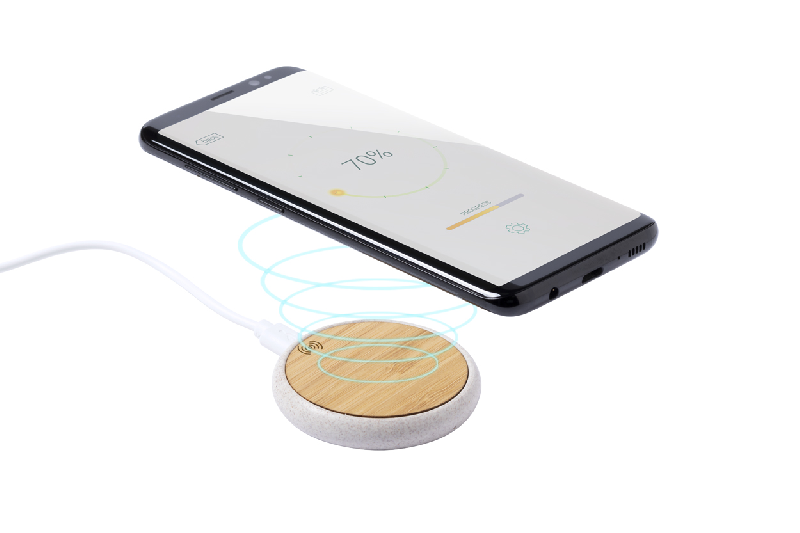 Chargeur sans fil 5W - boîtier en bambou et paille de blé - câble USB inclus_4
