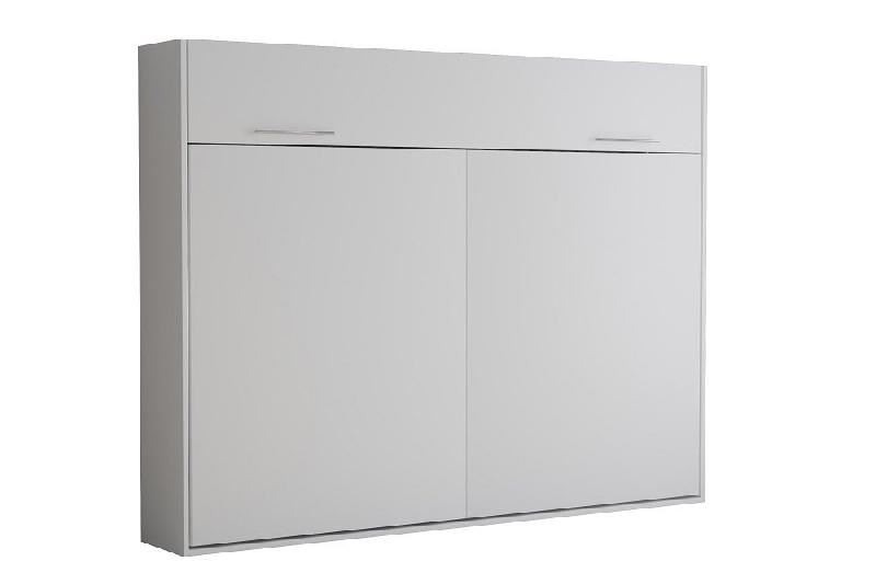 Armoire-lit escamotable VERTIGO SOFA - Blanc, canapé gris 4 coussins - Couchage 160x200 cm_4