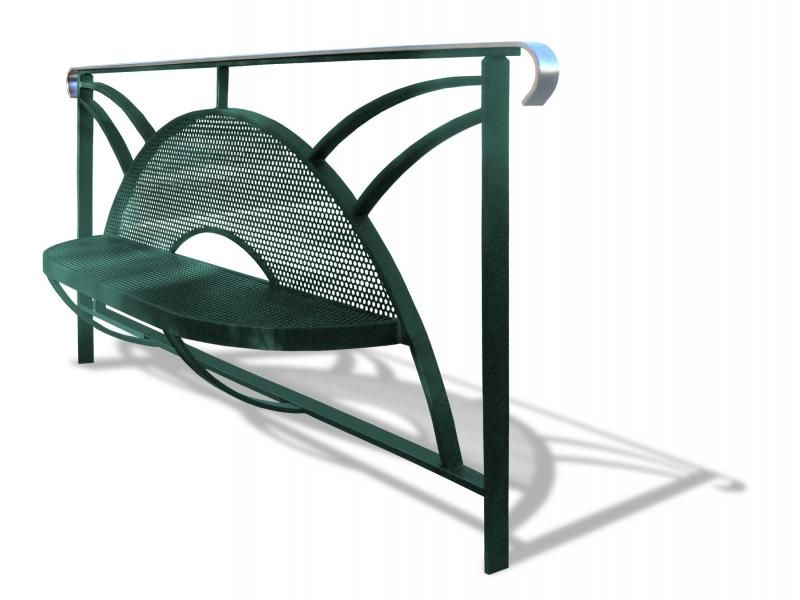 Bar3413d barrières urbaines - Urban'NT - dimensions 2000mm, assise et dossier en tôle perforée_4