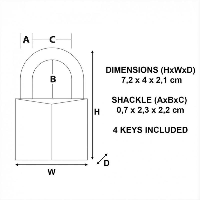 Cadenas à clé MASTER LOCK - laiton massif, largeur 40 mm - anse en acier cémenté et 4 clés réversibles_4