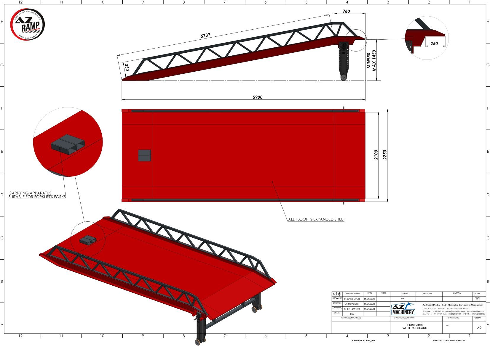 Rampe de quai mobile robuste AZ Ramp Prime XS - Capacité de 6T à 10T - Utilisation fixe ou mobile - Modèle économique et minimaliste_4