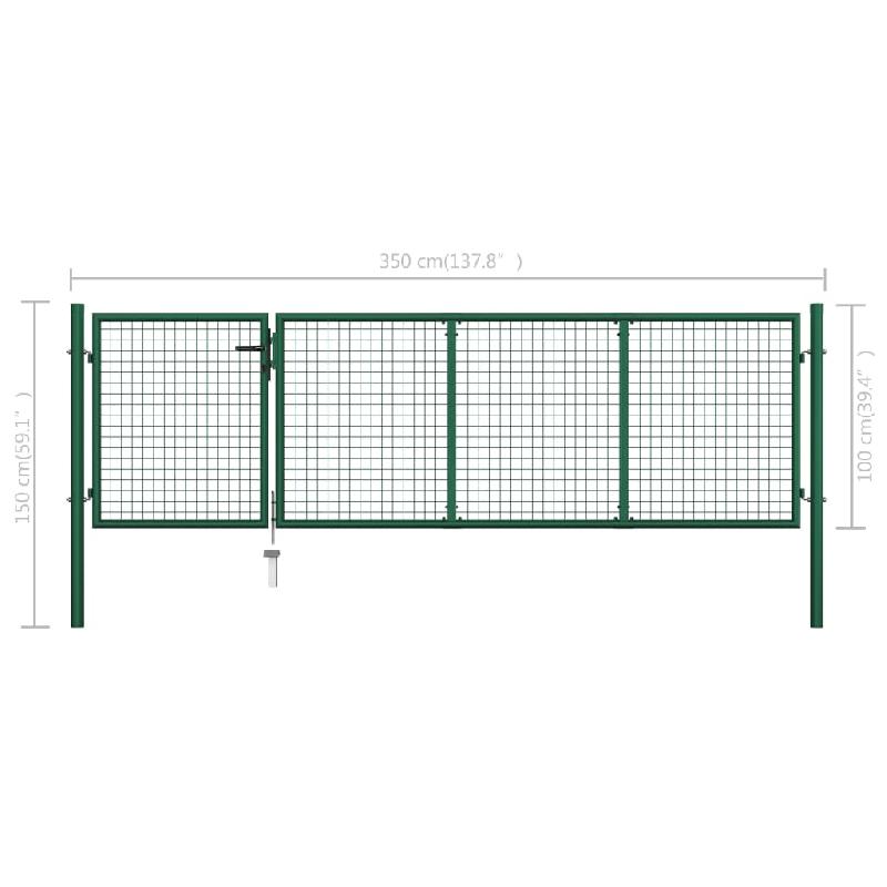 Vidaxl portillon acier 350x100 cm vert 144305_4
