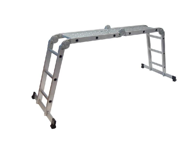 Échelle transformable articulée avec plate-forme en acier - 4x3 barreaux_4