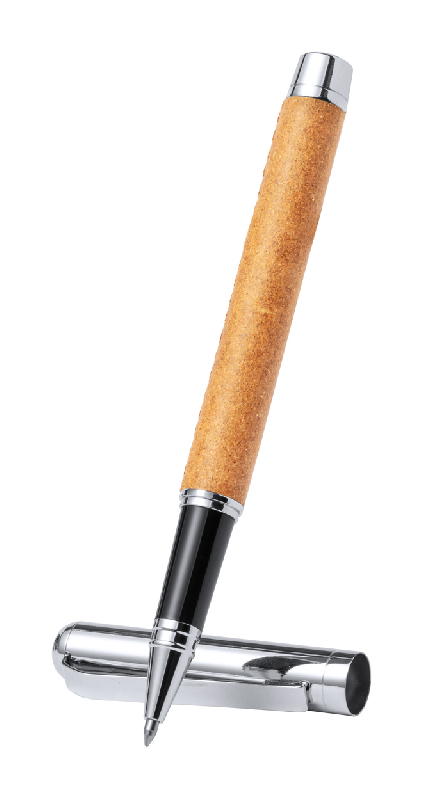 Parure - Stylo bille et roller en métal avec cuir recyclé - Encre bleue - Livrés dans une boîte en papier kraft_4