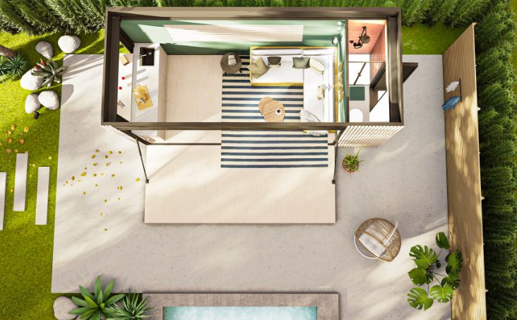 Espace pool house ou sanitaire dans un container personnalisable