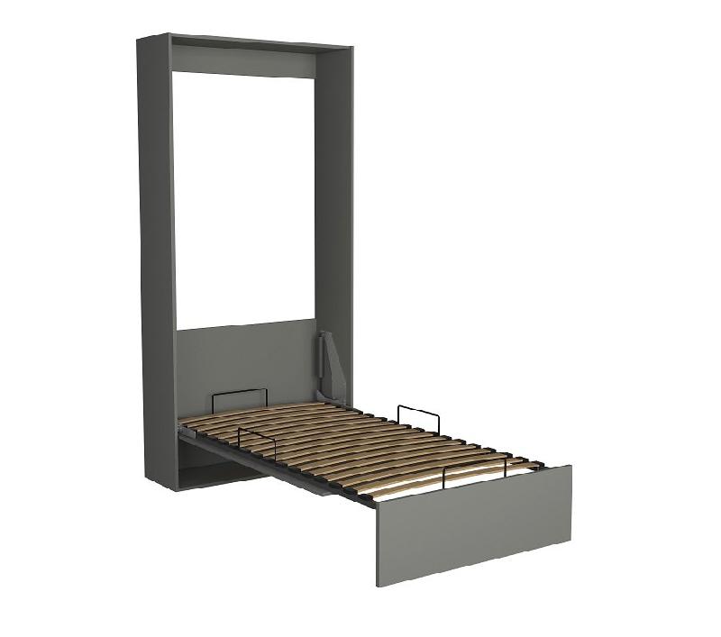 Armoire lit escamotable Dynamo - Gris mat - Ouverture assistée - Couchage 90x200 cm - Sommier à lattes_4