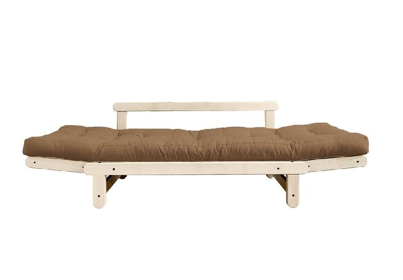 Banquette méridienne futon Beat - Pin naturel - Tissu coloris mocca - Couchage 75x200 cm - Marque Karup_4