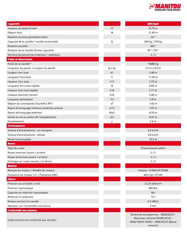 Tj 85 nacelle élévatrice articulée - manitou - capacité de levage 240kg_4